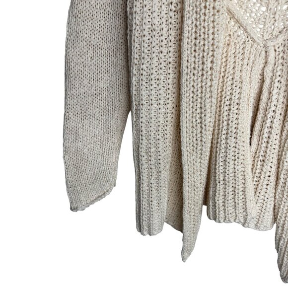 Pure Handknit for Fresh Produce Ivory Open Front Cardigan 100% Cotton Womens M/L - Picture 5 of 9